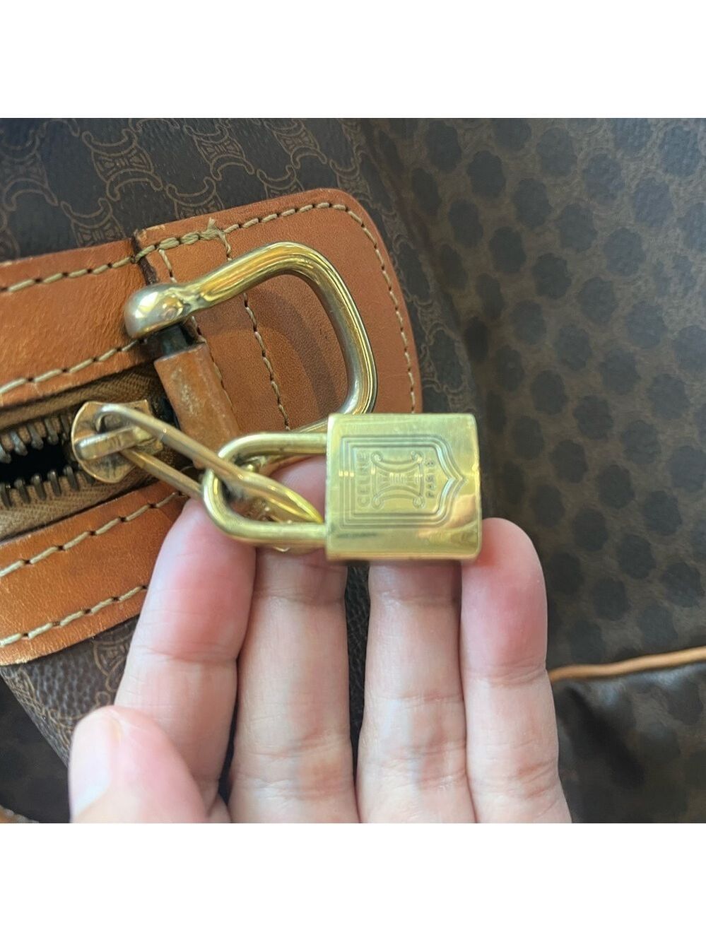 CELINE BROWN MACADAM DUFFLE BAG - Picture 6 of 16